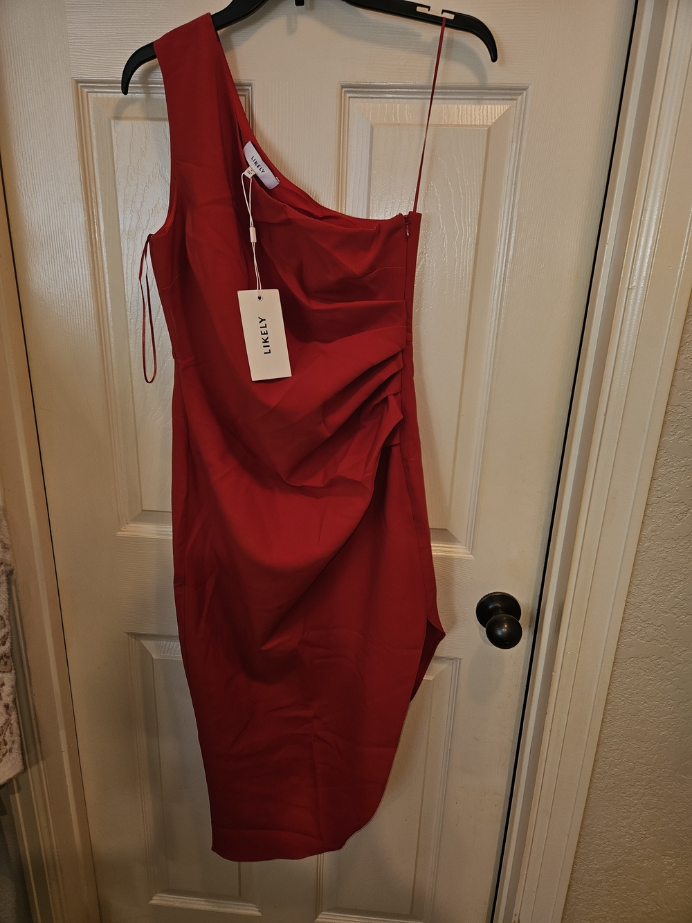 Likely One-Shoulder Red Cocktail Dress